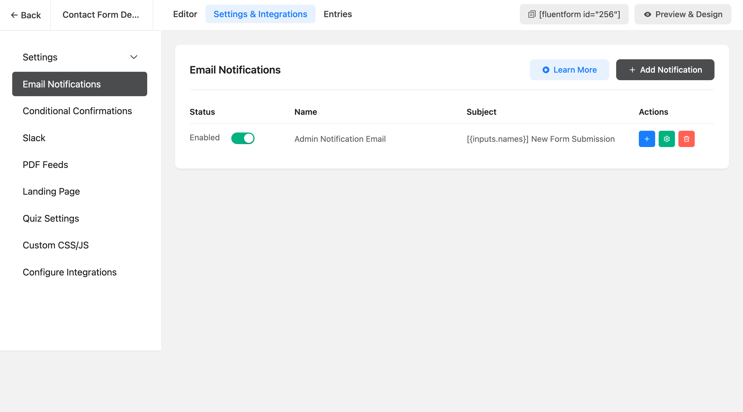 Email Notification Settings