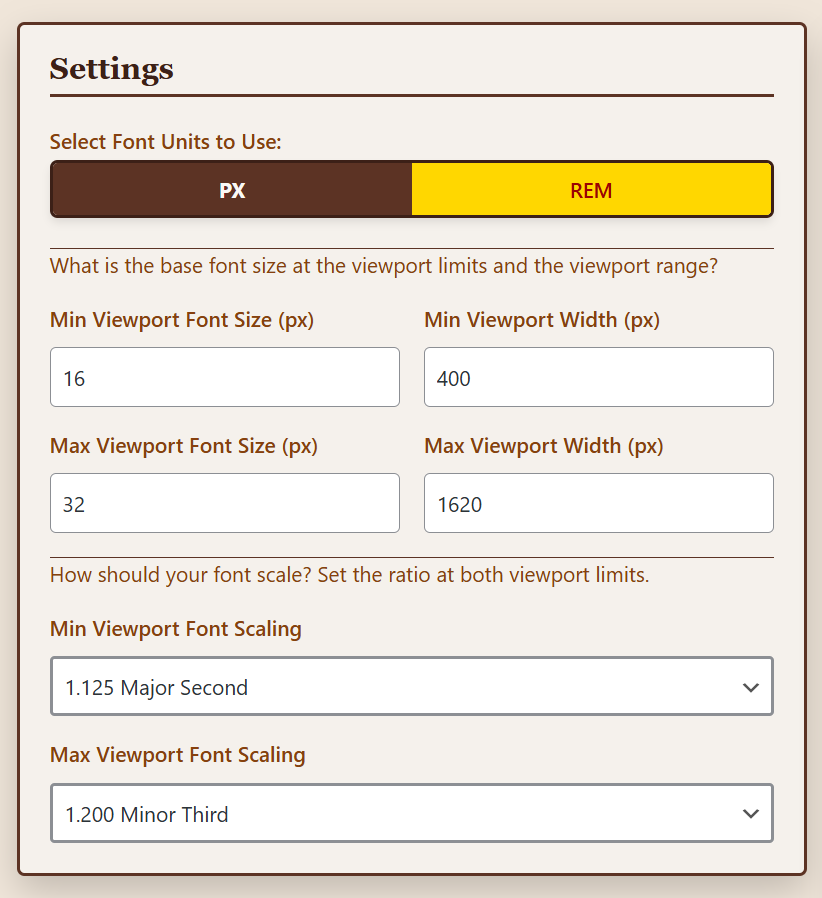 Settings Panel - Configure viewport ranges and scaling ratios with precision