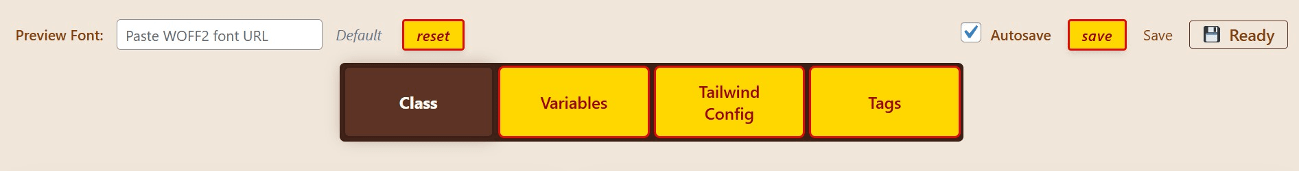Control Center - Switch between CSS Variables, Classes, HTML Tags, and Tailwind formats