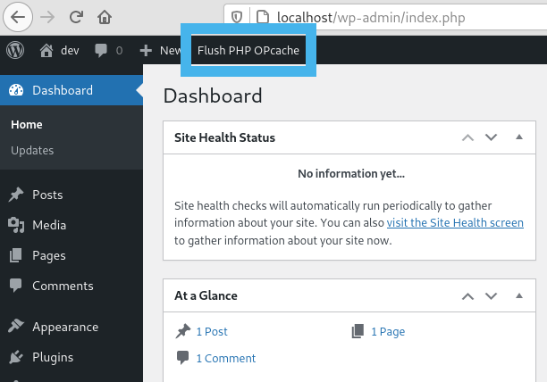 Flush button in admin bar