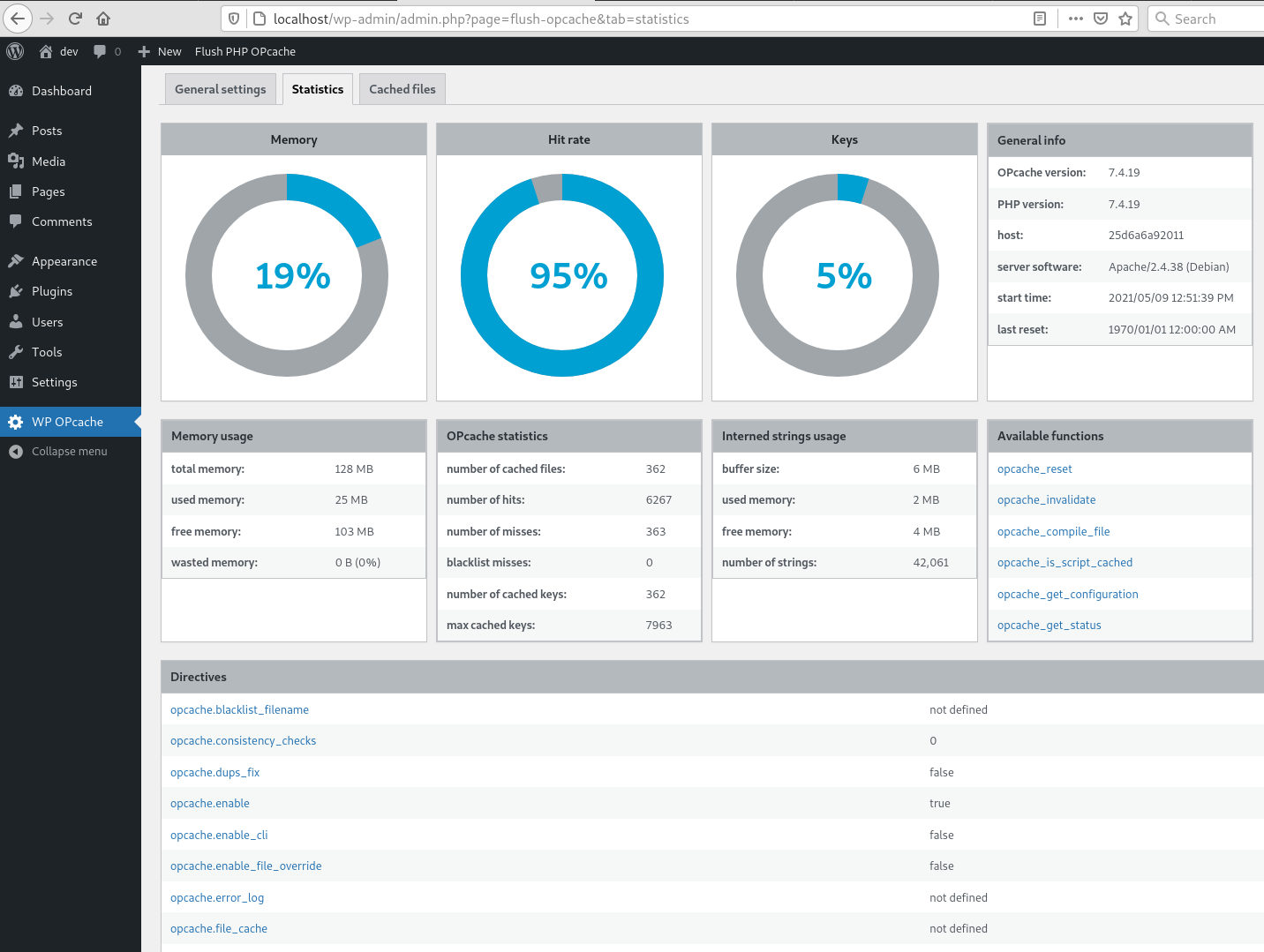 Statistics tab