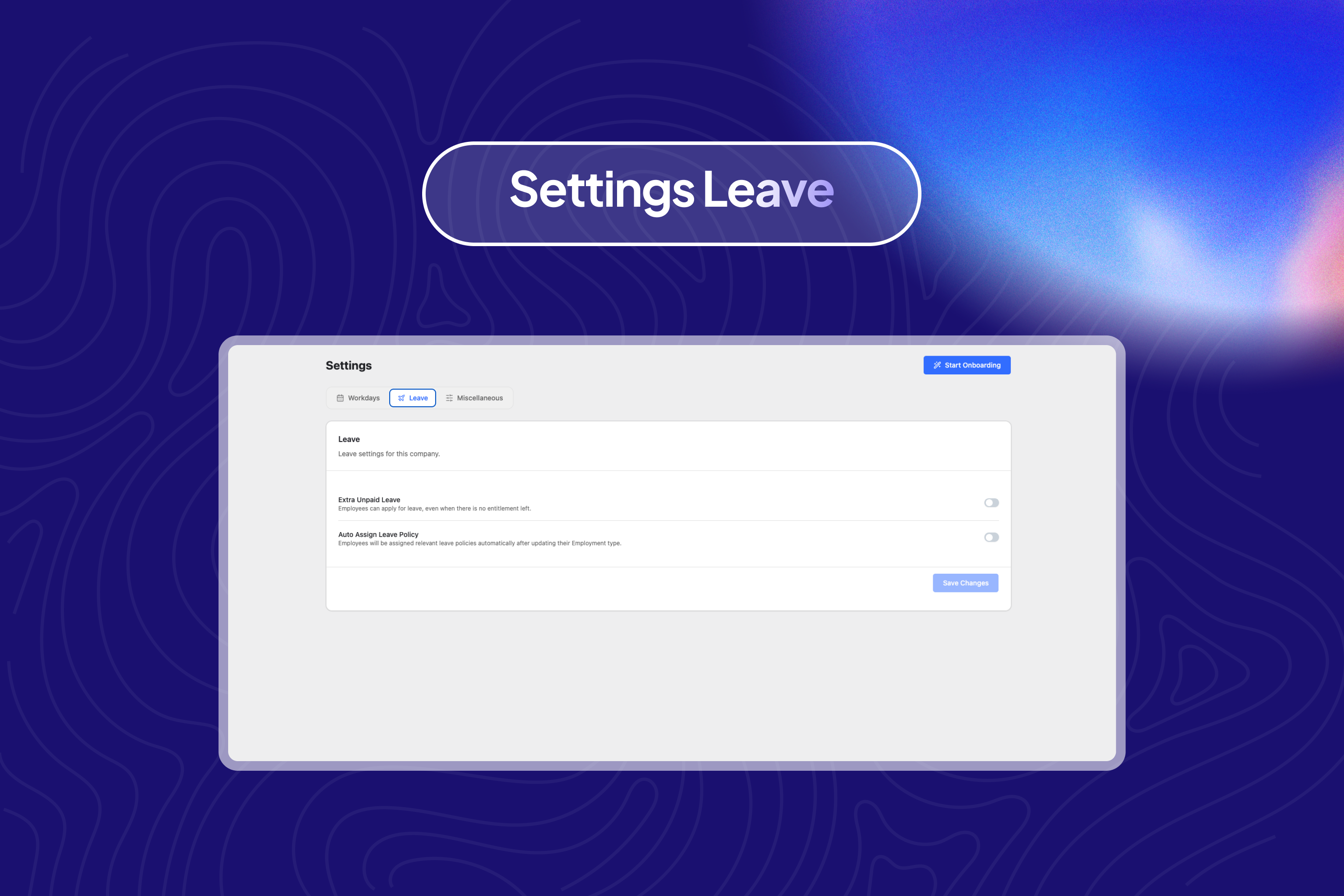 Settings — leave options for the company.