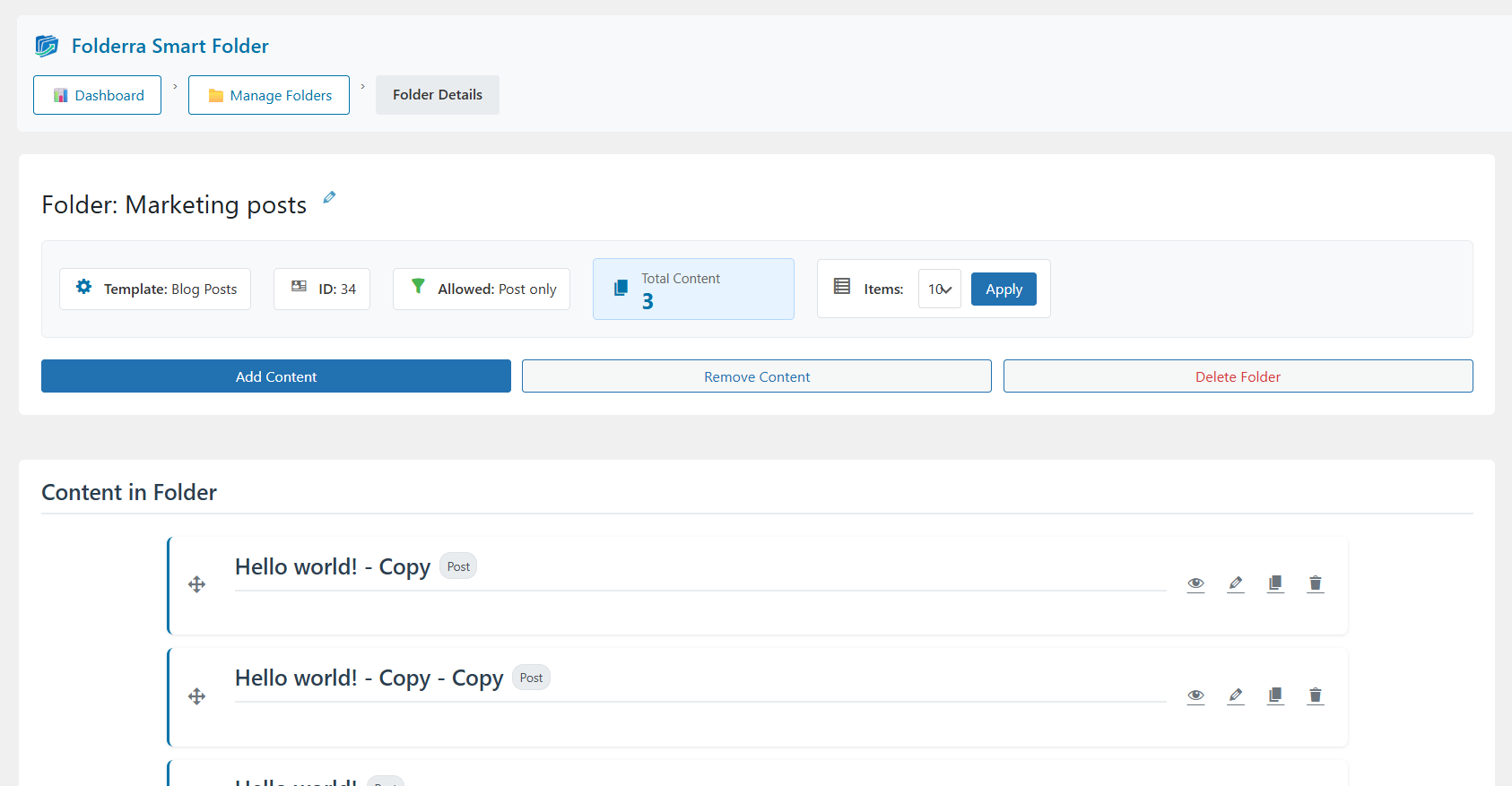 Folderra – Smart Folder Organizer for WordPress Pages &amp; Posts
