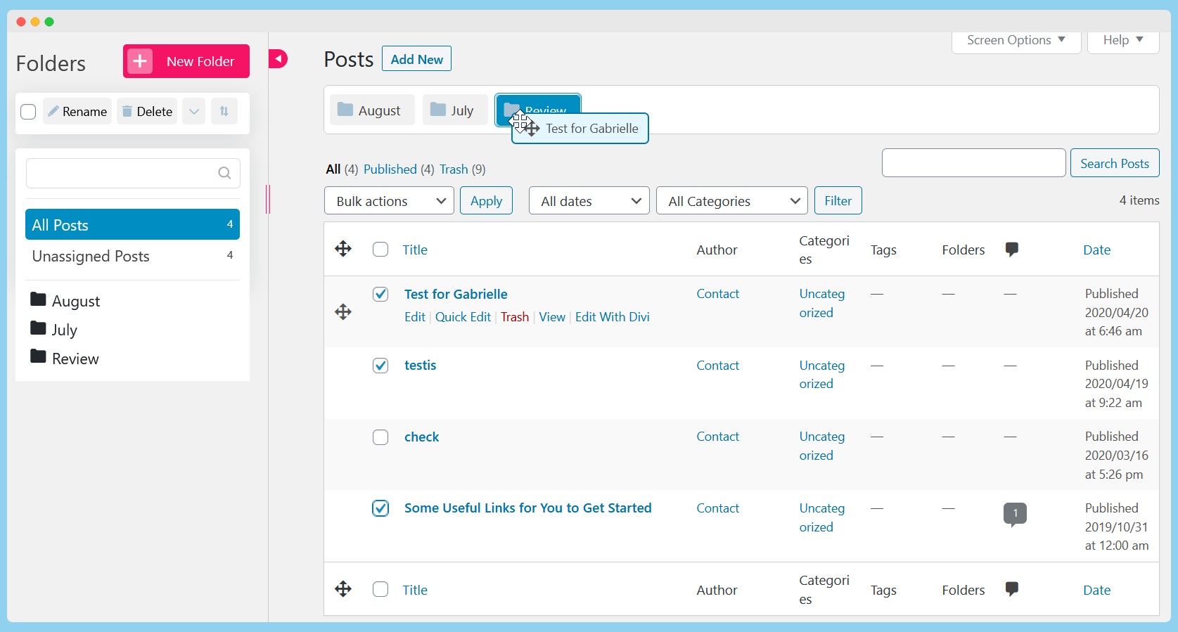 Organize WordPress posts folders