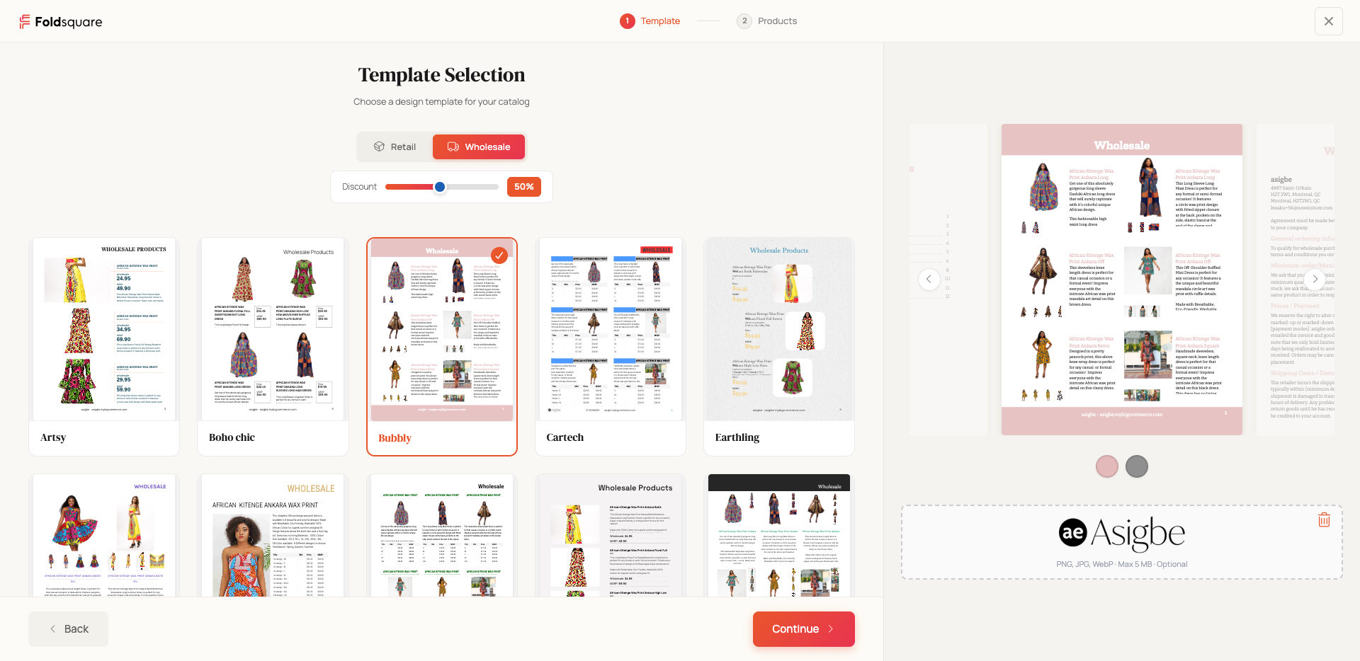 Design your catalog with synced WooCommerce products using the drag-and-drop editor.