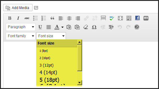 <p>This is the Font Sizes menu</p>