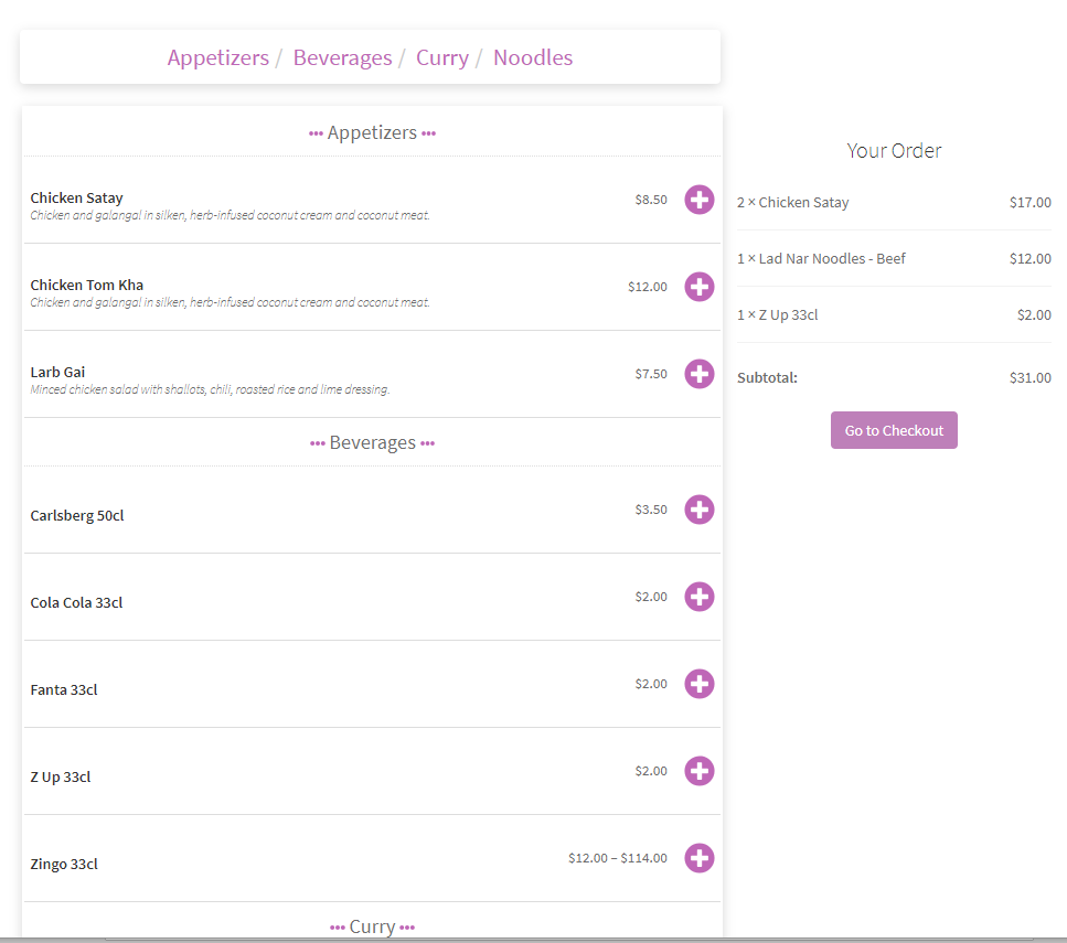 <p>Food Online desktop look</p>