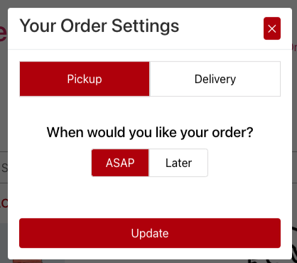 Service Options Popup