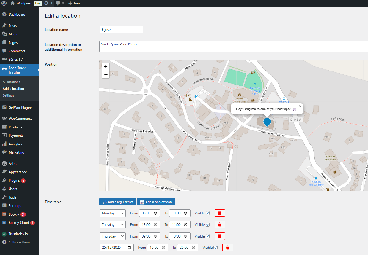 Admin creation of location