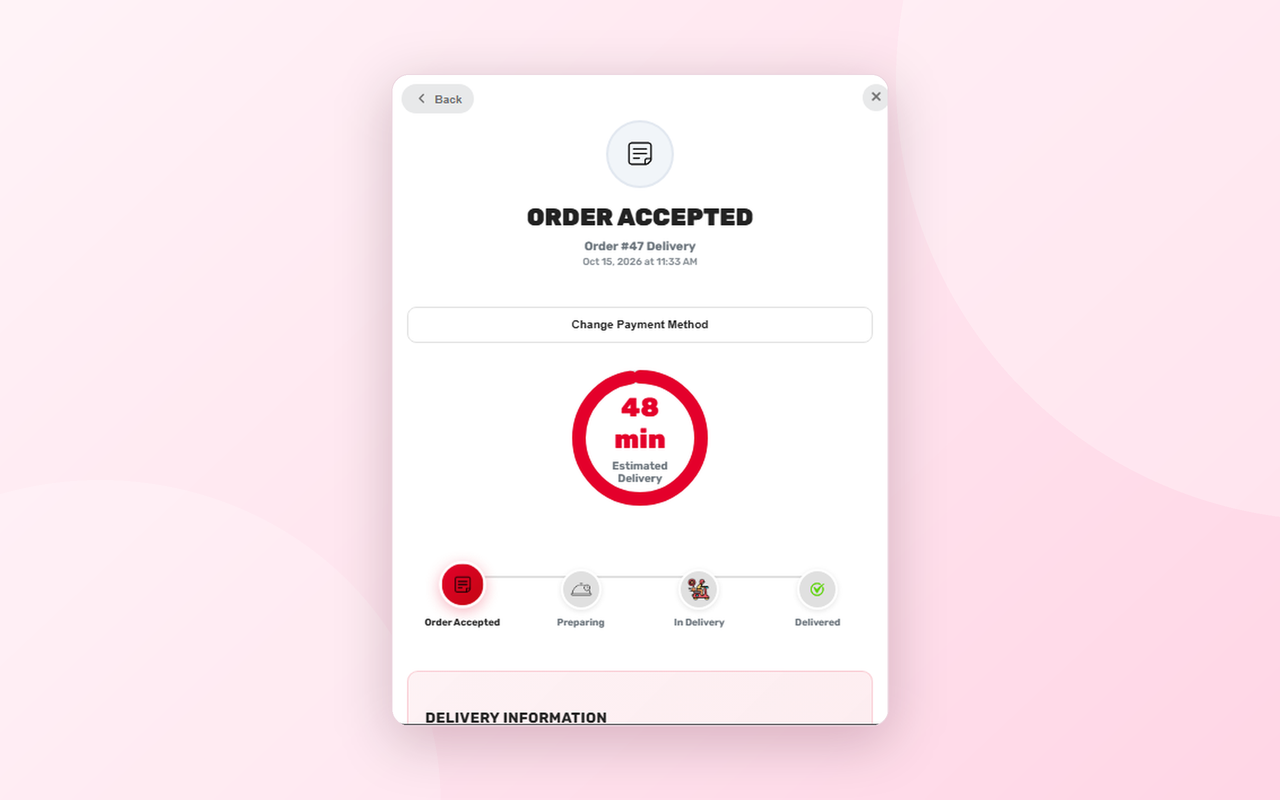 Pro: Customer order tracker with live countdown.