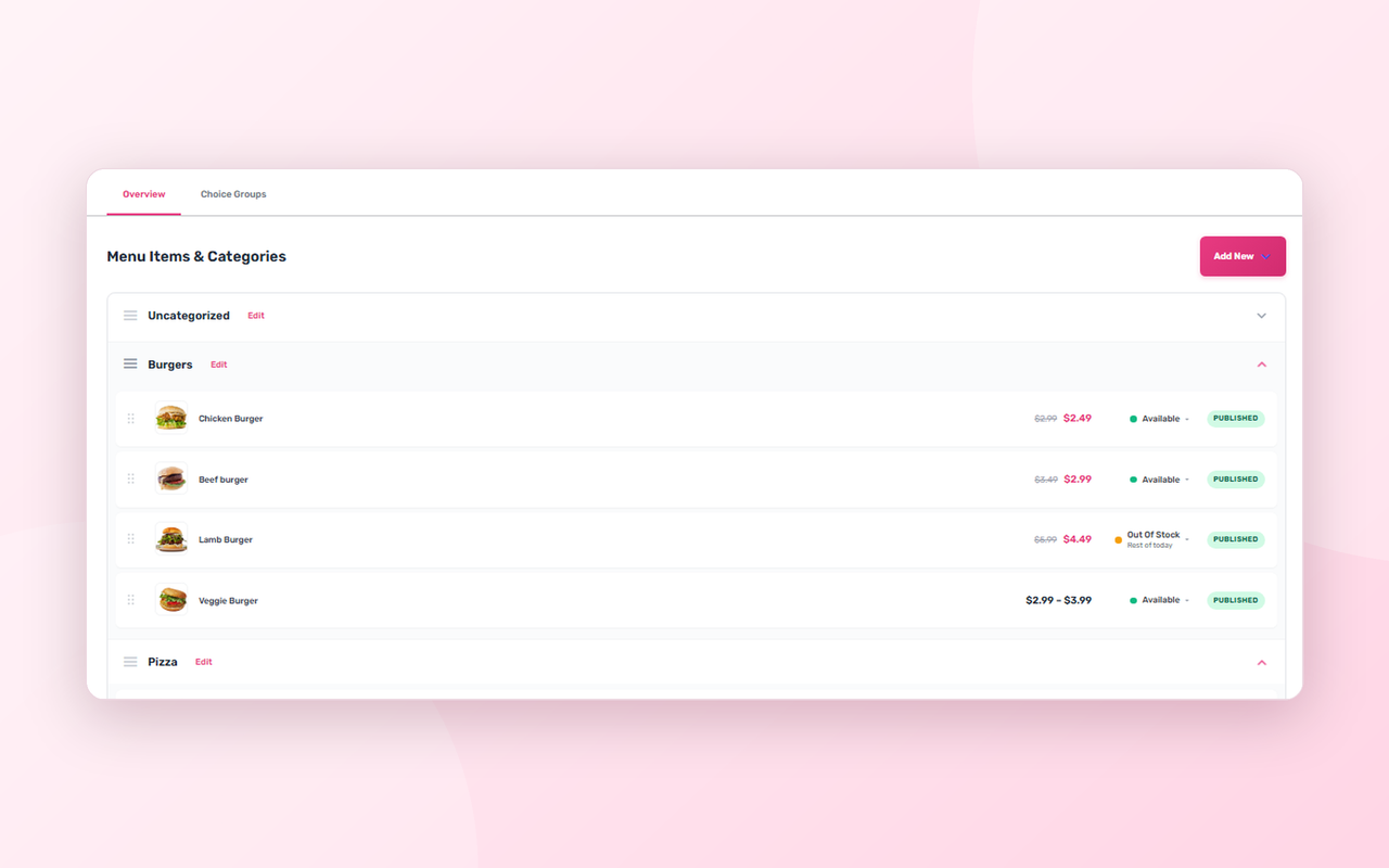 Pro: Drag & drop menu editor.