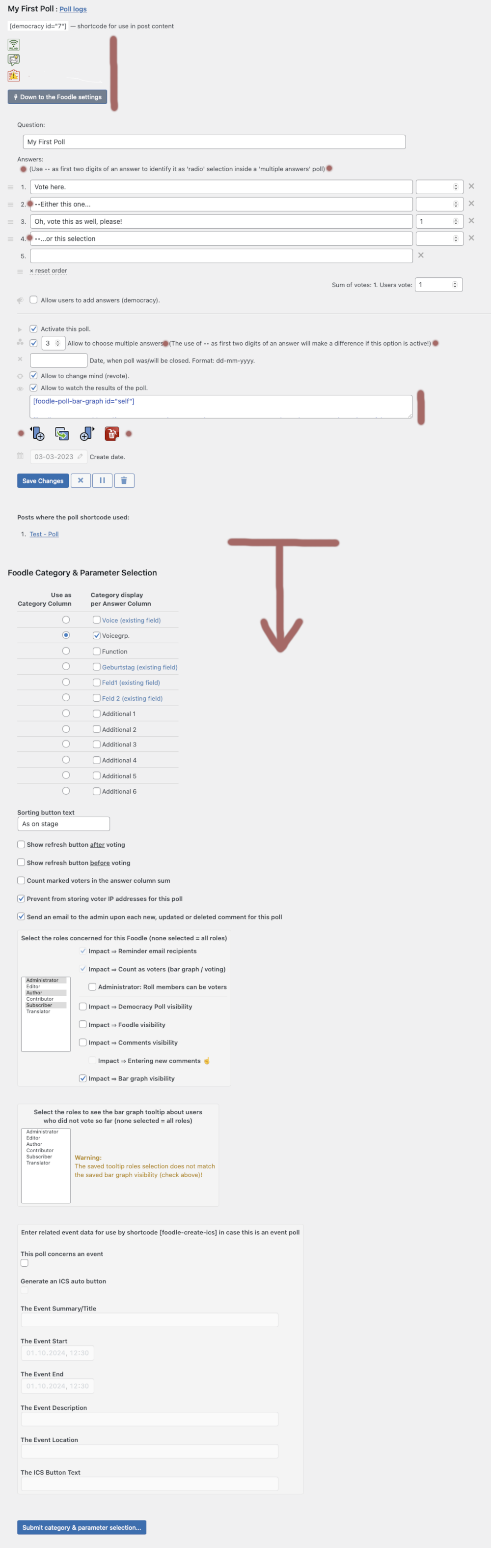 Enhanced Democracy Poll edit screen
