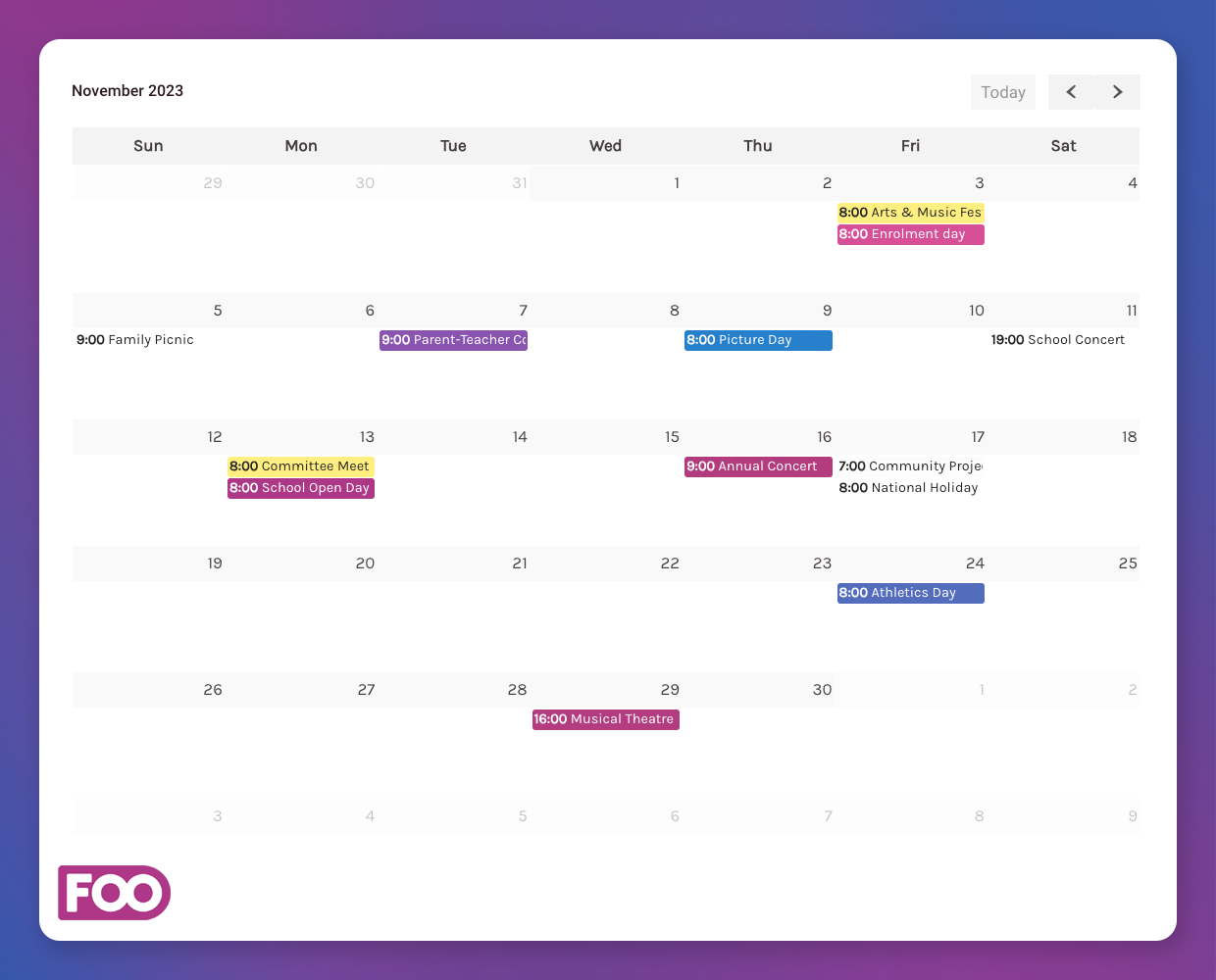 Events Calendar by FooEvents