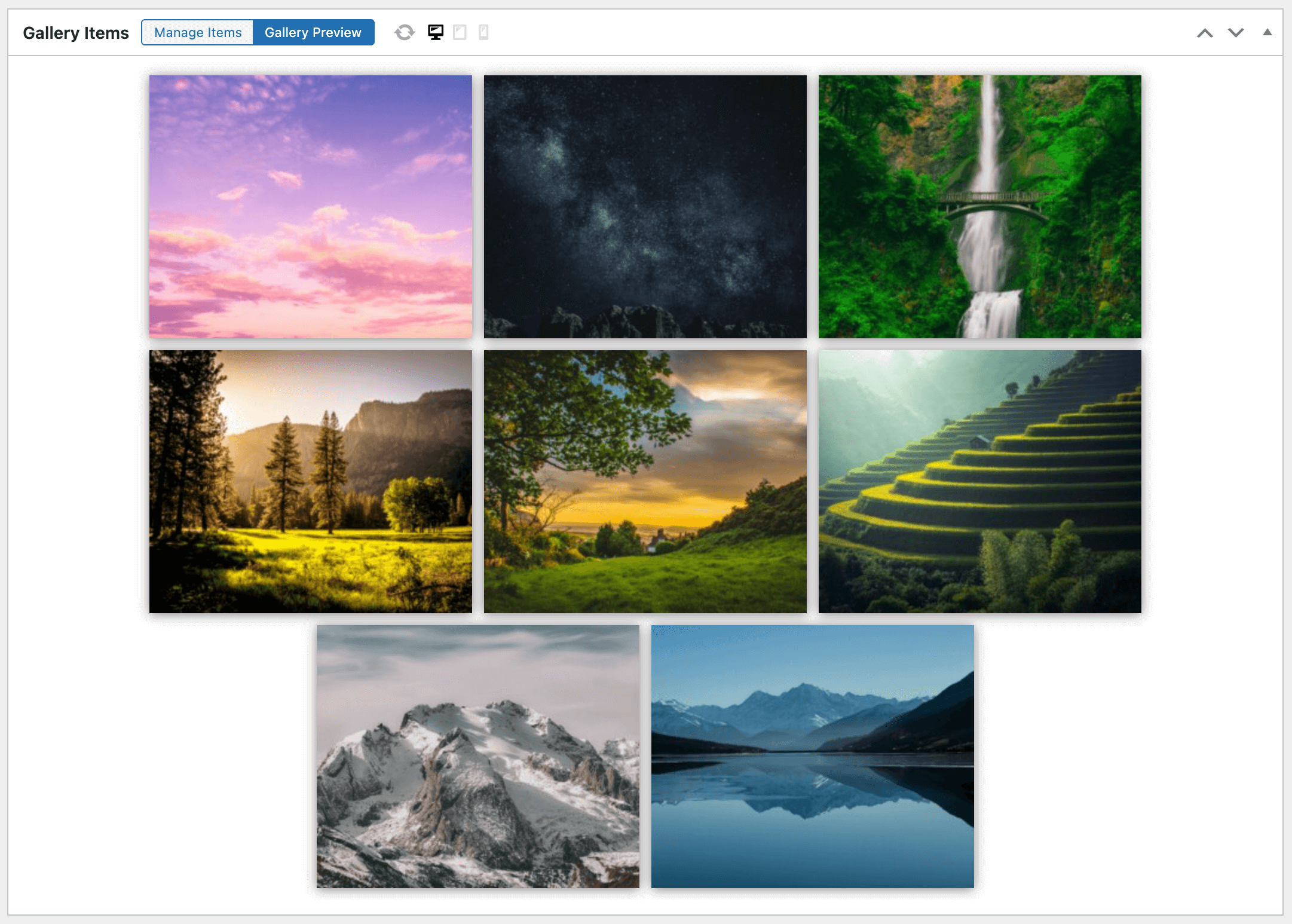 Gallery edit live preview