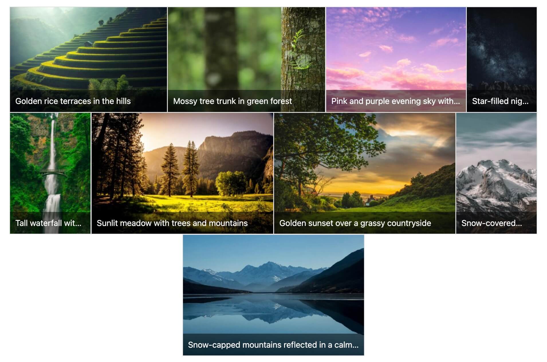 Frontend example with justified layout