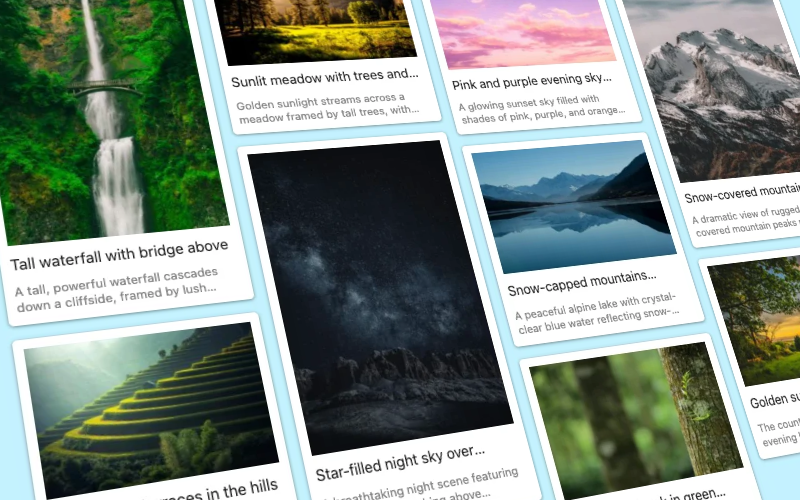 Frontend example with masonry layout