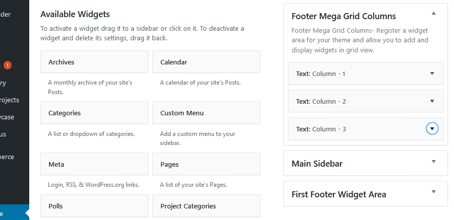 Footer Mega Grid Columns &#8211; For Legacy / Classic / Old Widget Screen