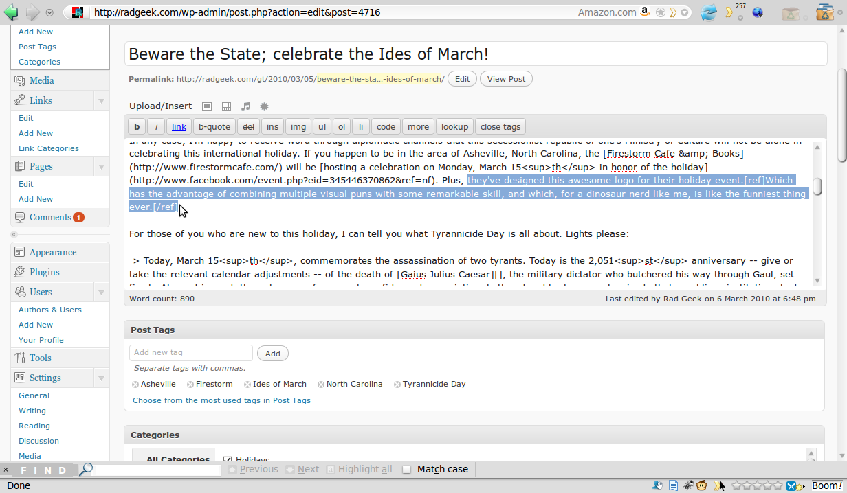 Add inline footnotes with dead-simple shortcode syntax.