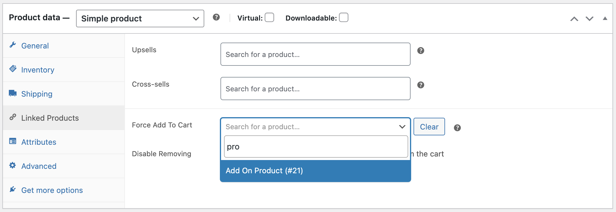 Search for a product to force add to the cart