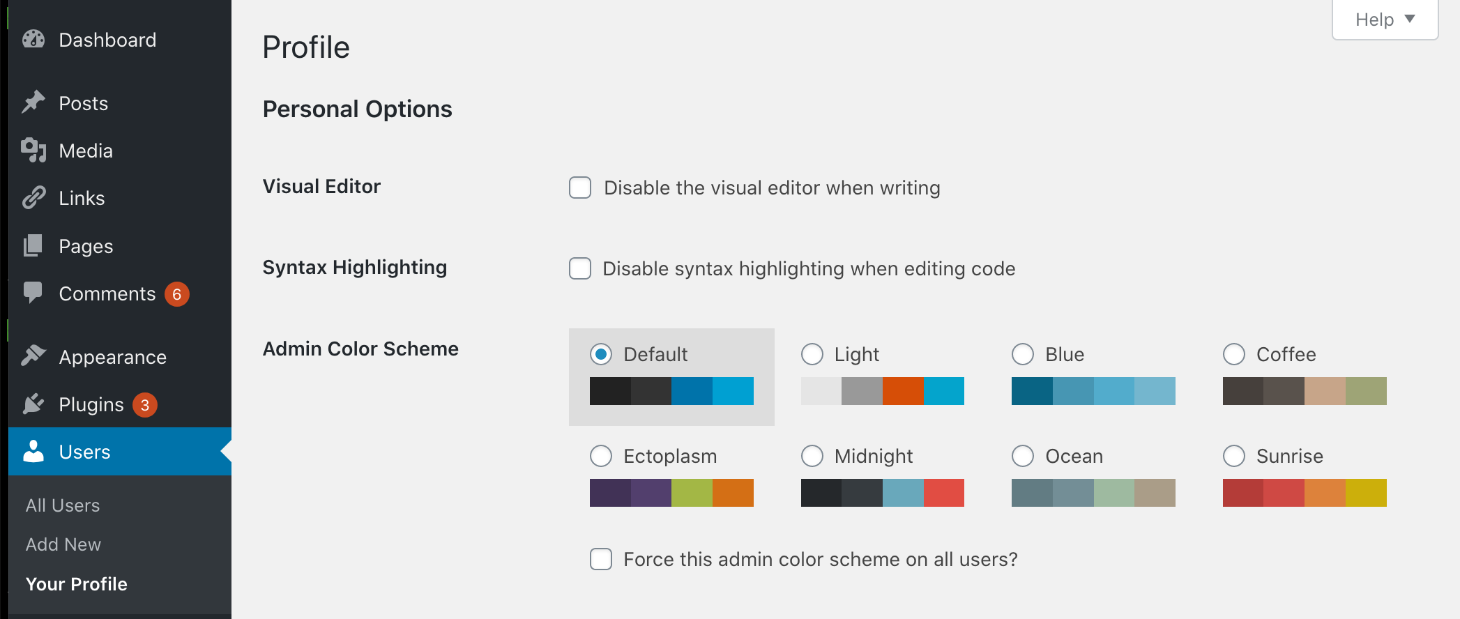 Force Admin Color Scheme