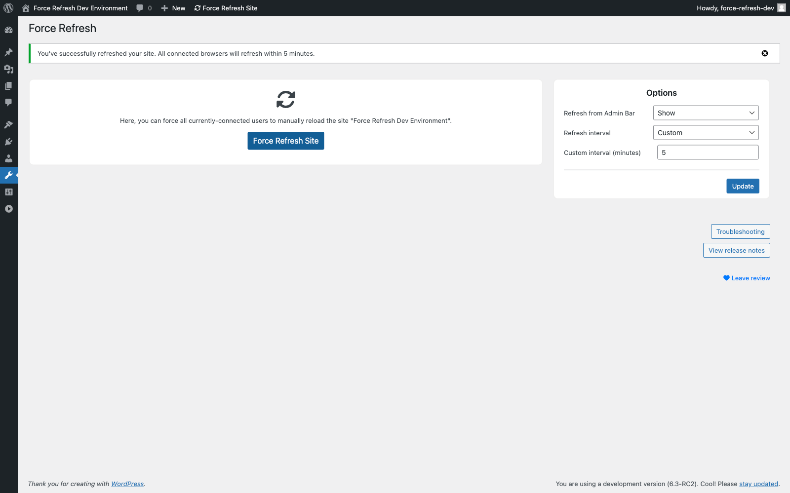You can choose from popular refresh intervals or specify a custom one. After clicking,
