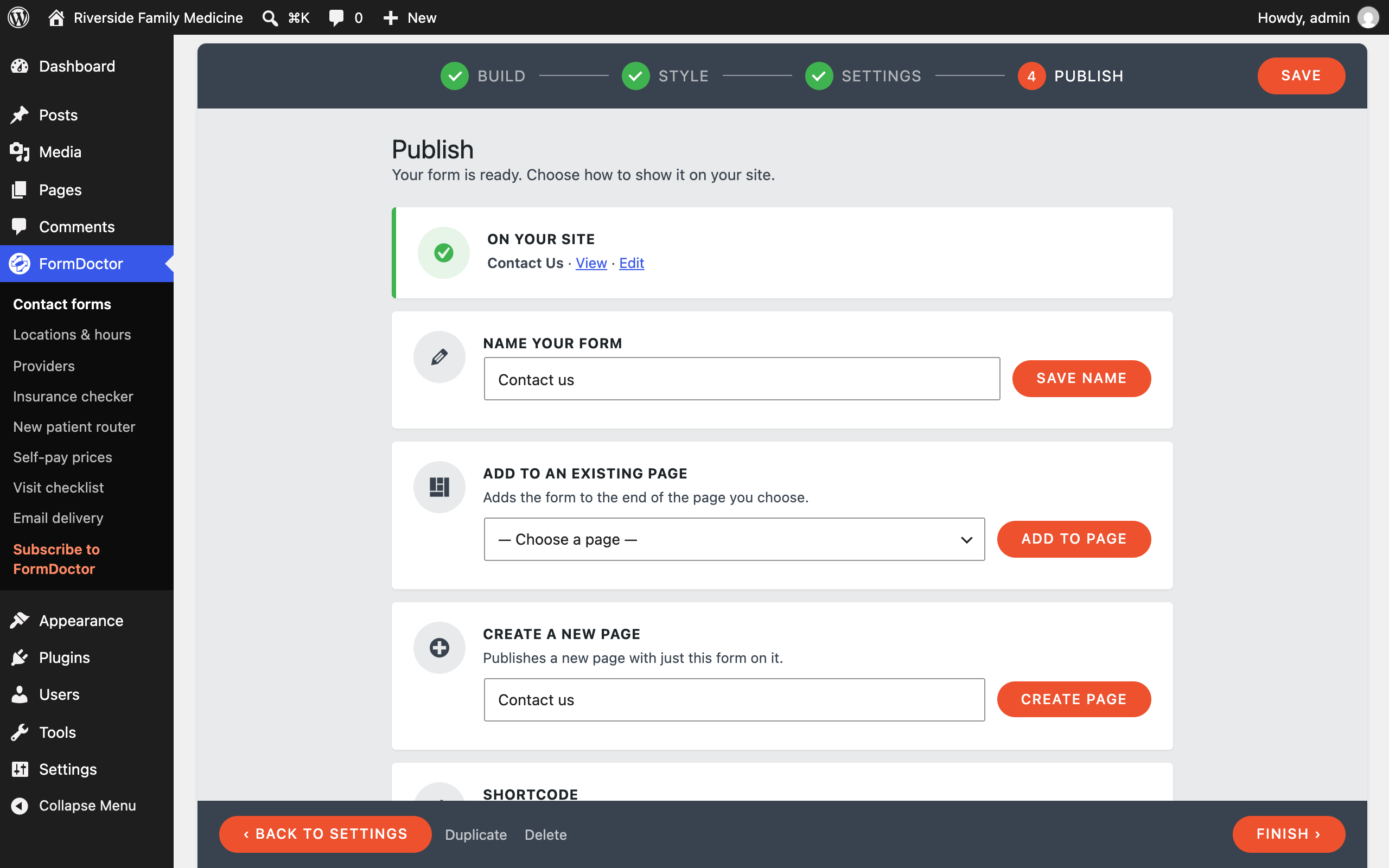 Publish step.
