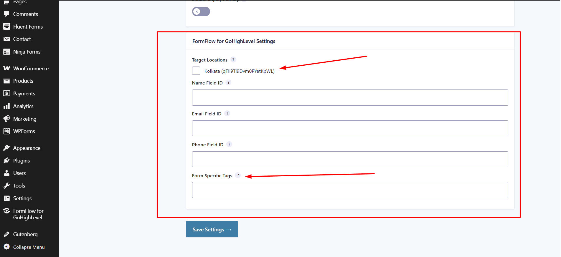 Gravity Forms integration native feed settings