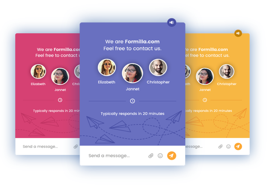 The Formilla live chat widget installed on your WordPress site upon activation of this plugin.