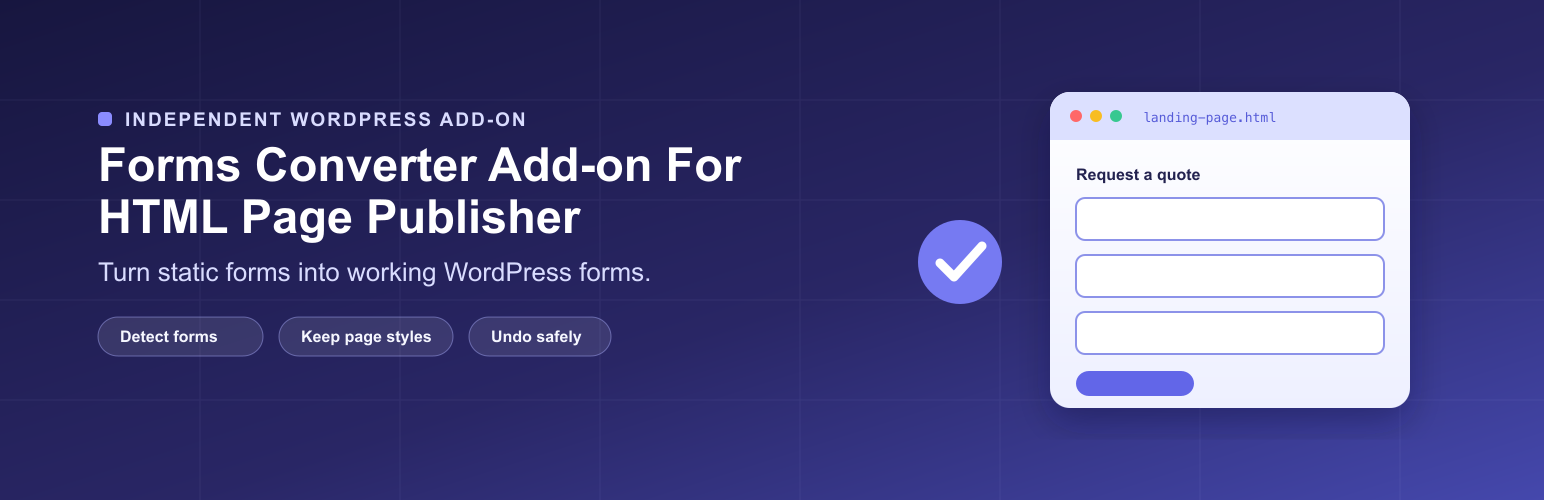 WordPress 外掛 Forms Converter Add-on For HTML Page Publisher 的封面圖片