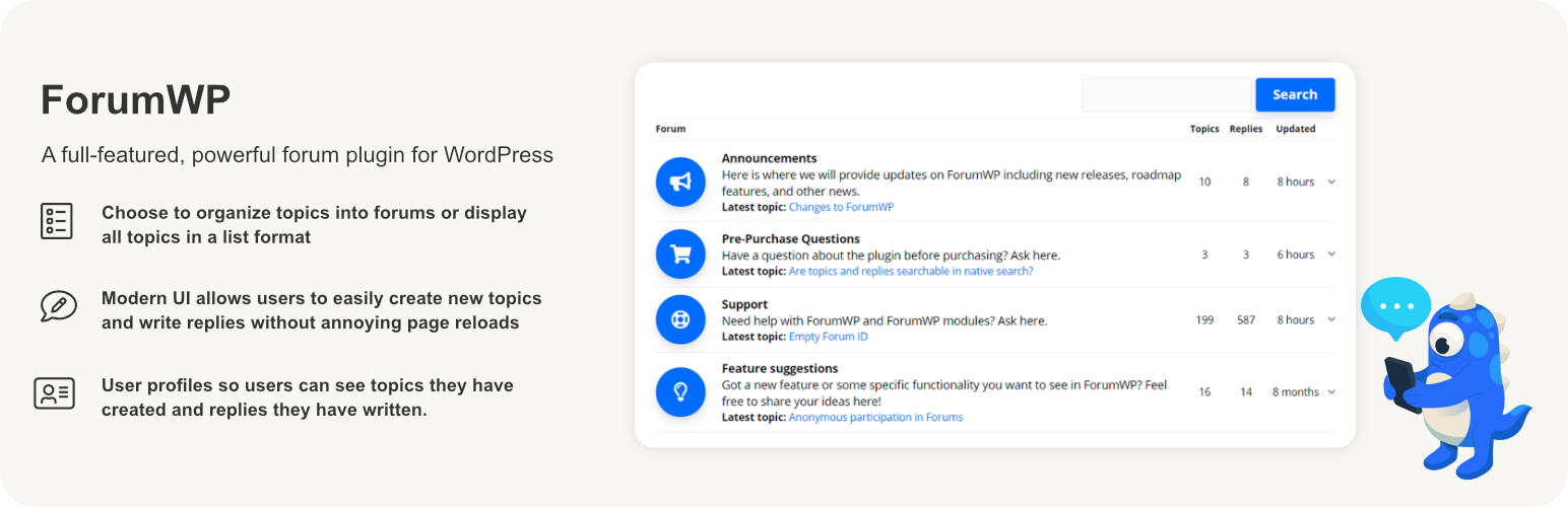 WordPress 外掛 ForumWP – Forum & Discussion Board 的封面圖片。