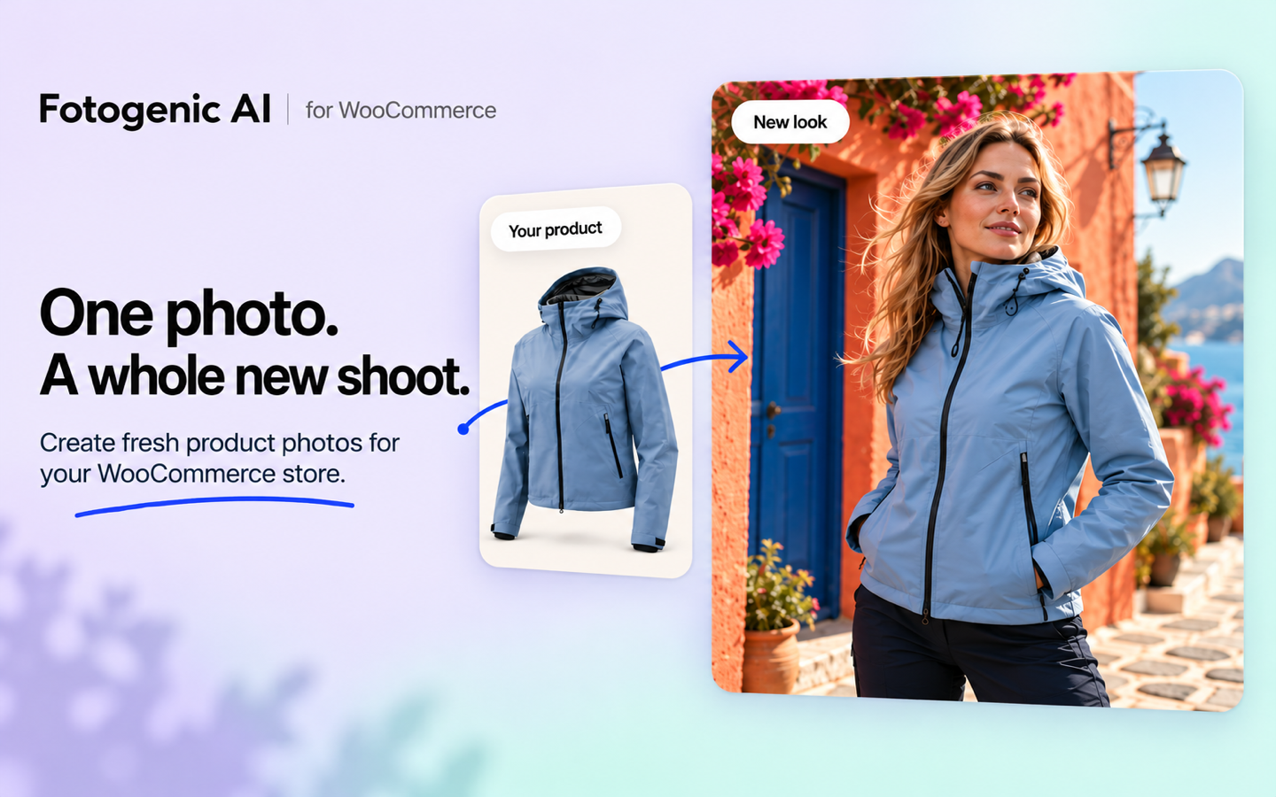Give an existing product photo a new look for your store or campaign. Promotional illustration.
