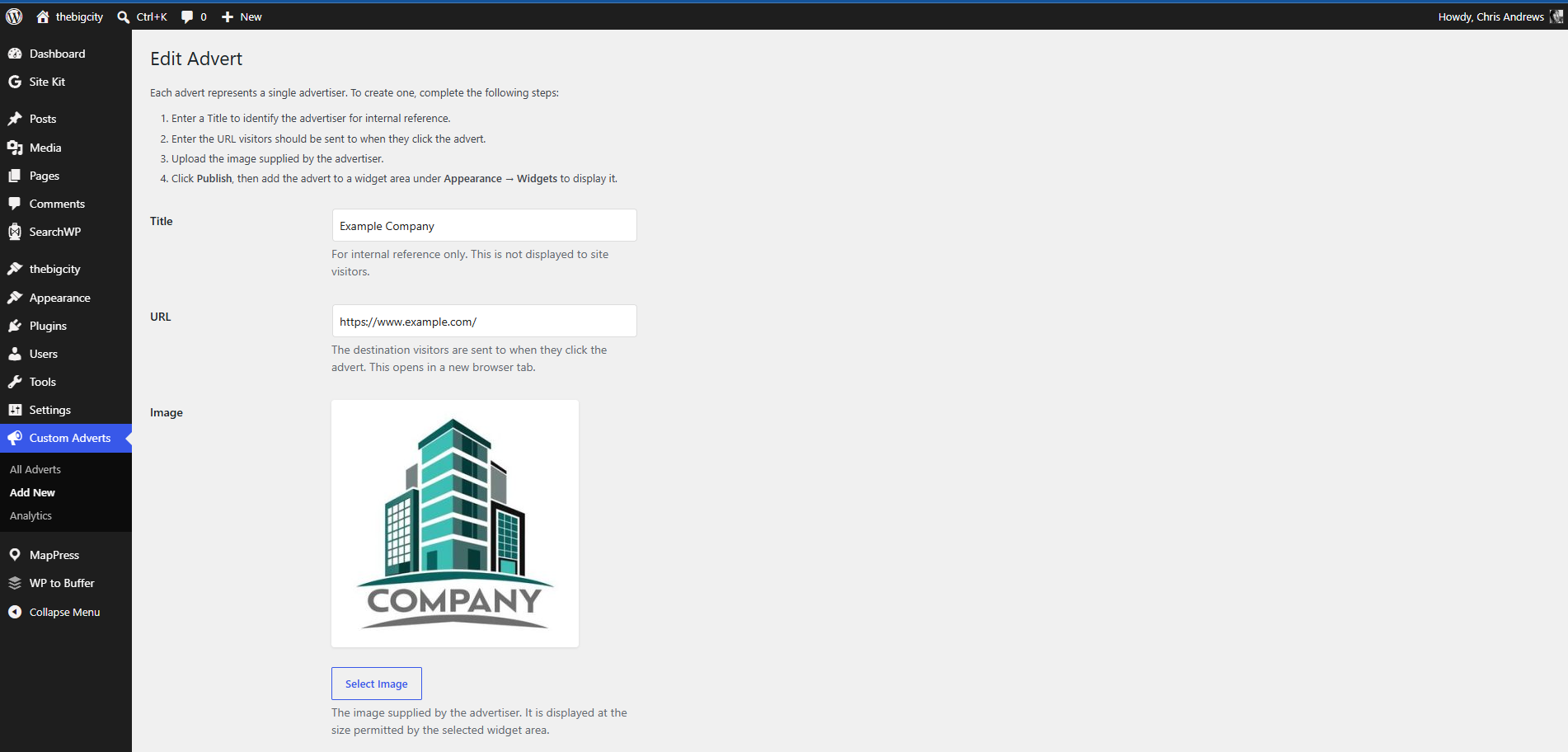 The Analytics screen with views, clicks and CTR.