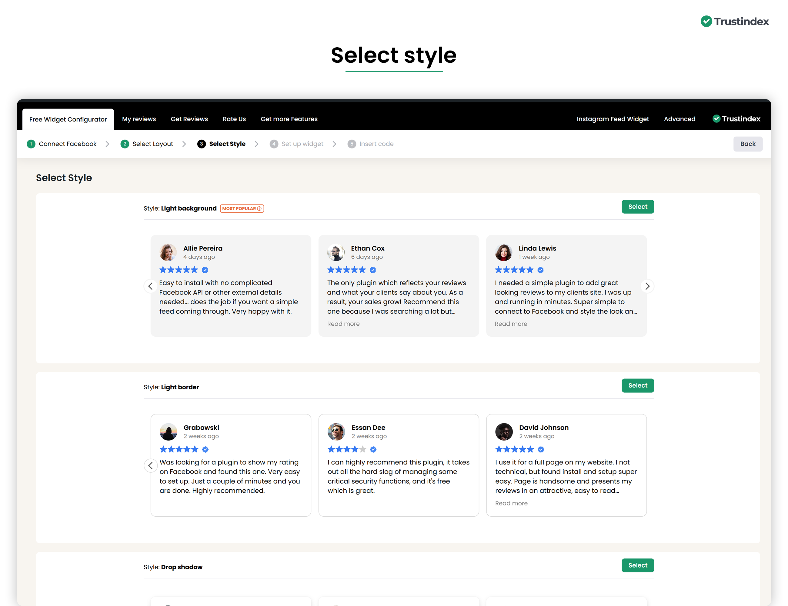 Widgets para críticas & recomendações