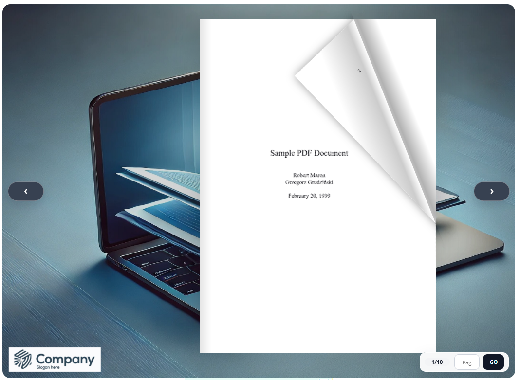 Flipbook embedded on a WordPress page