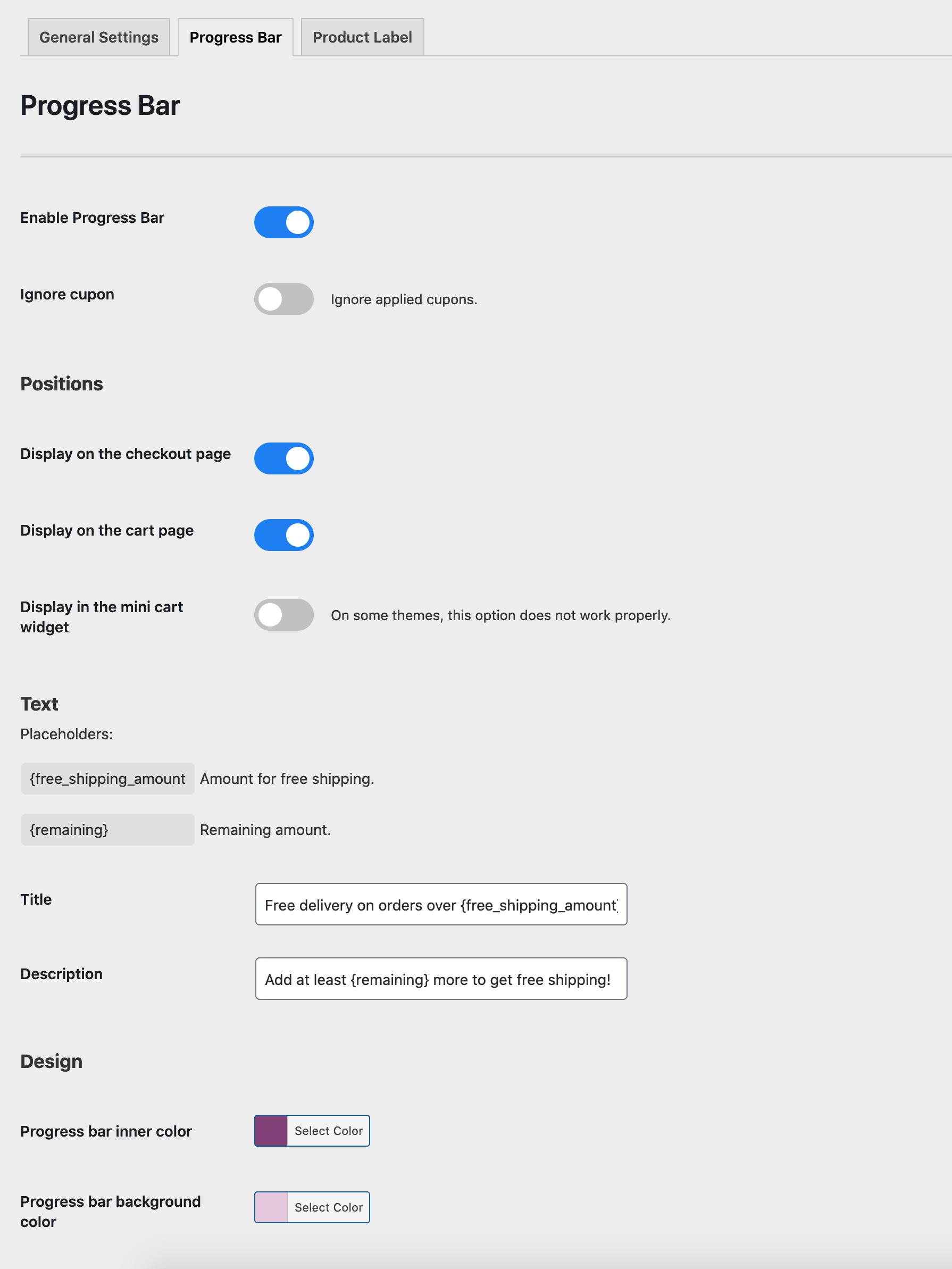 Painel de configurações 1