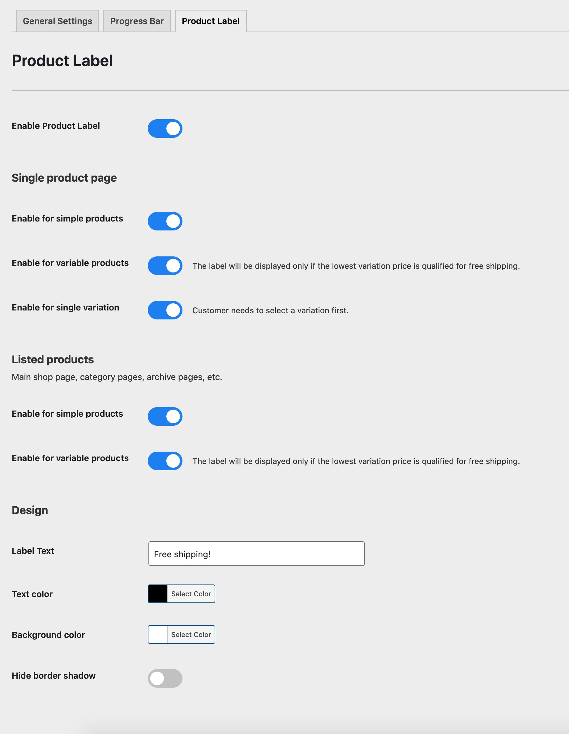 Settings panel 2