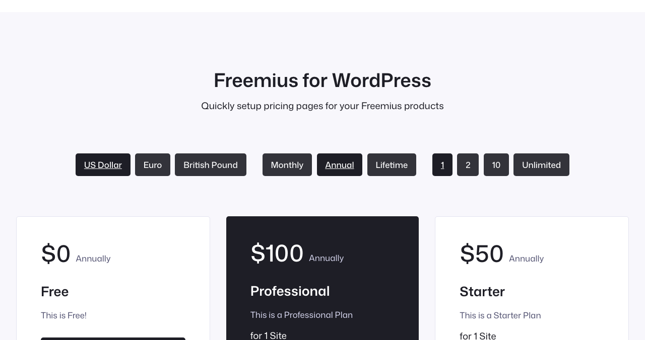 Published Freemius pricing page