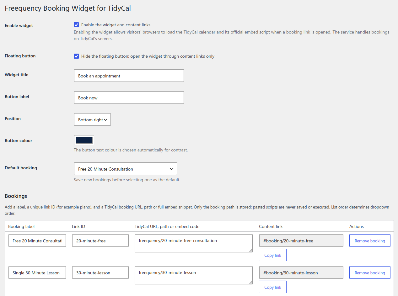 Plugin settings