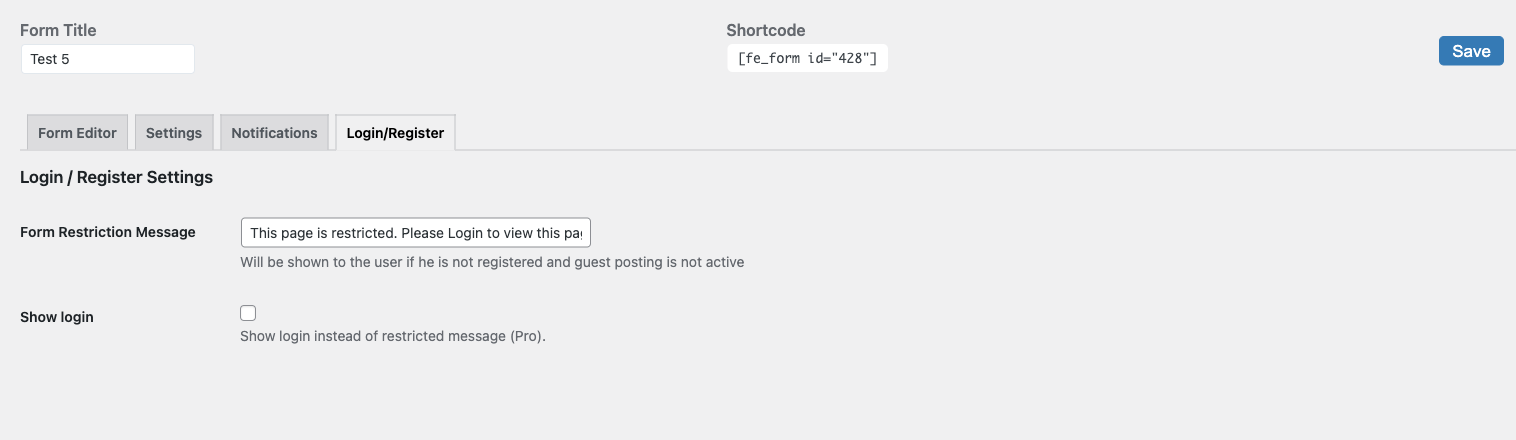 Form Settings