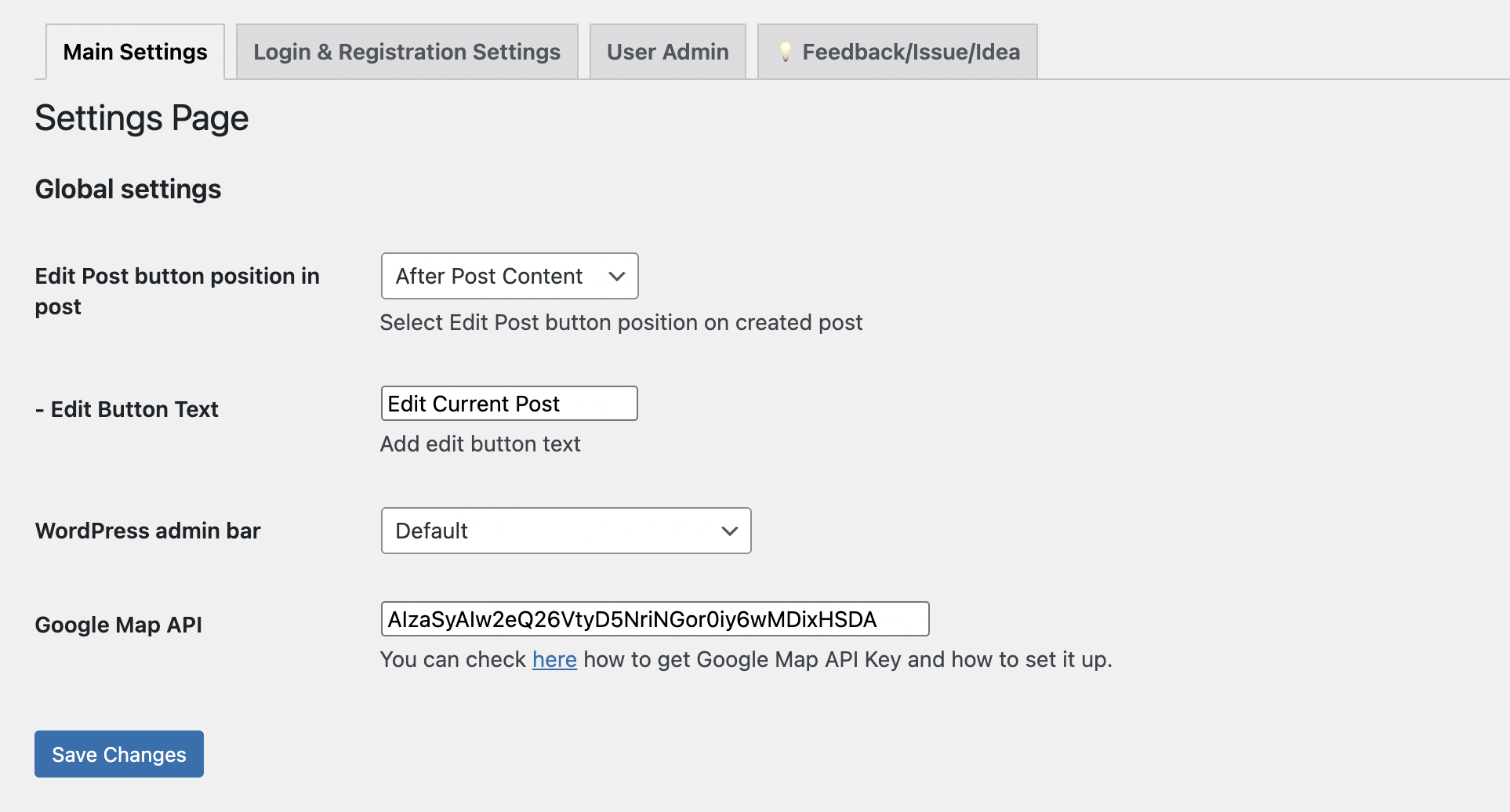Global main settings