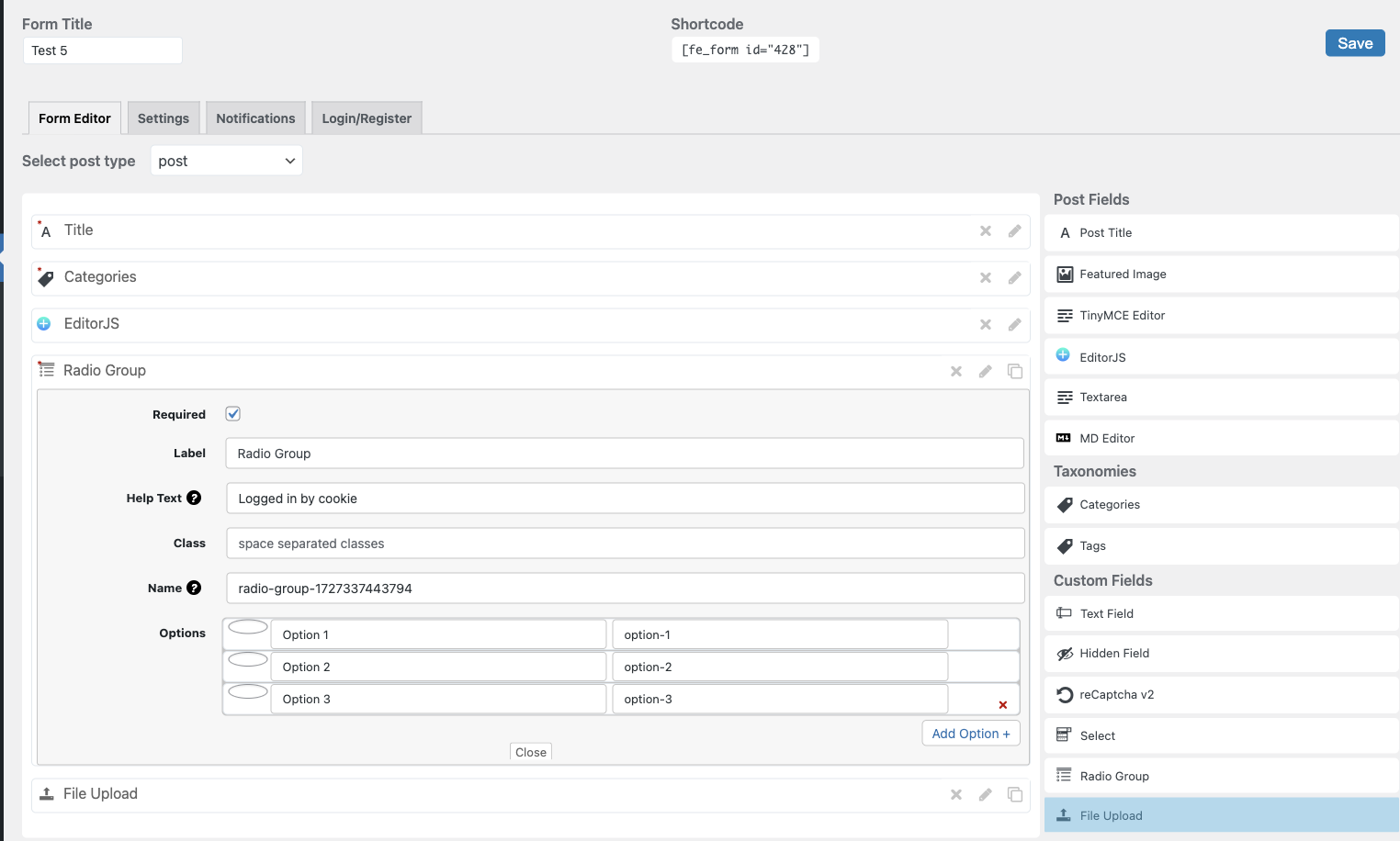 Form Settings