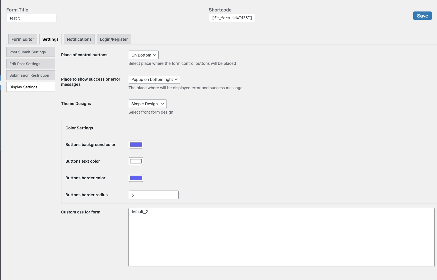 Form Settings