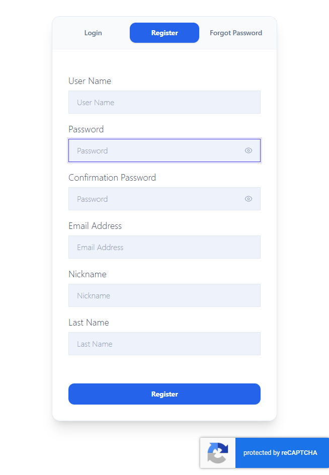 Frontend Register with Captcha