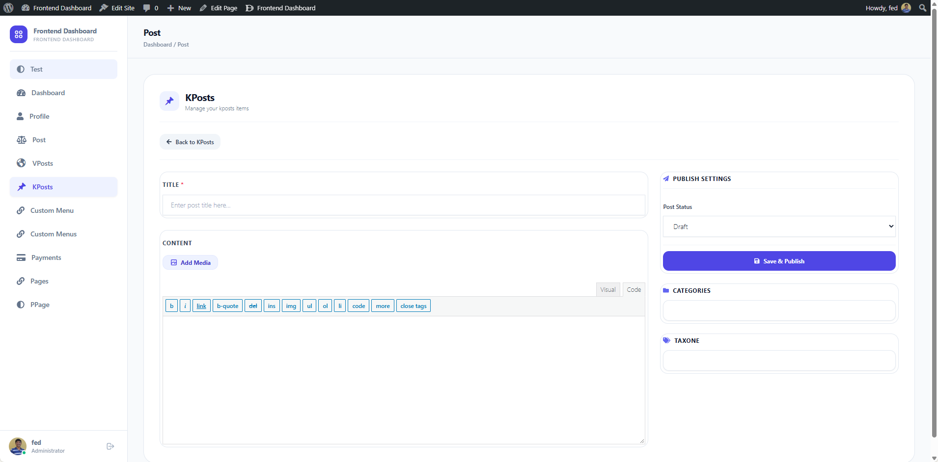 Frontend Custom Post View