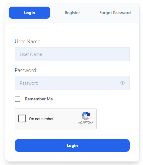Login, Register page