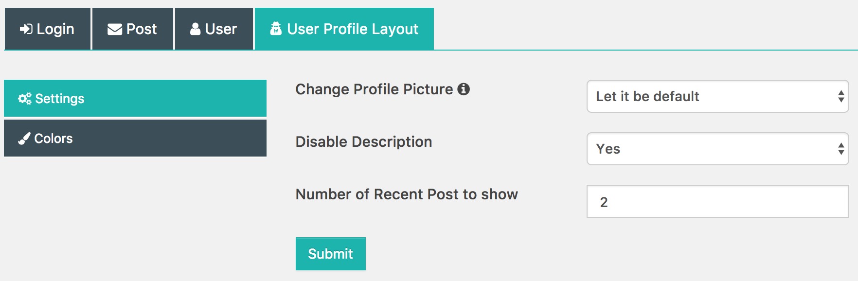 Frontend Dashboard Settings | User Profile Layout | Settings