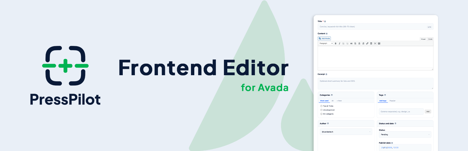 PressPilot Frontend Editor for Avada
