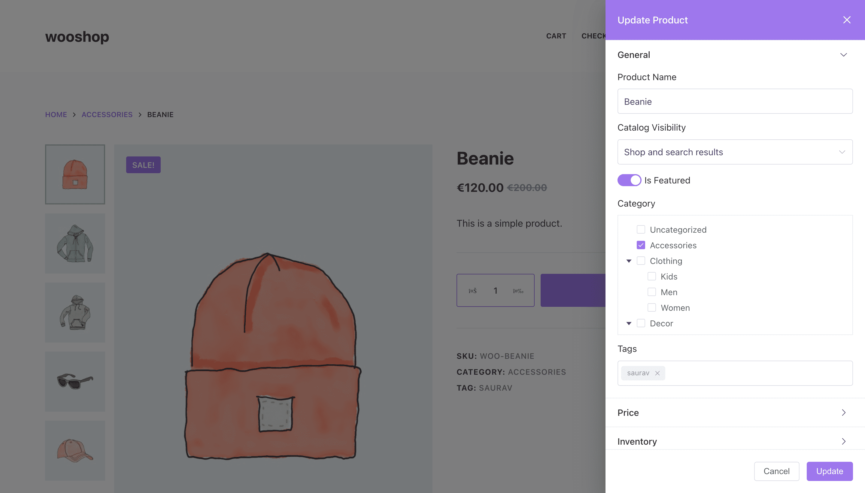 Frontend Product Editor for WooCommerce