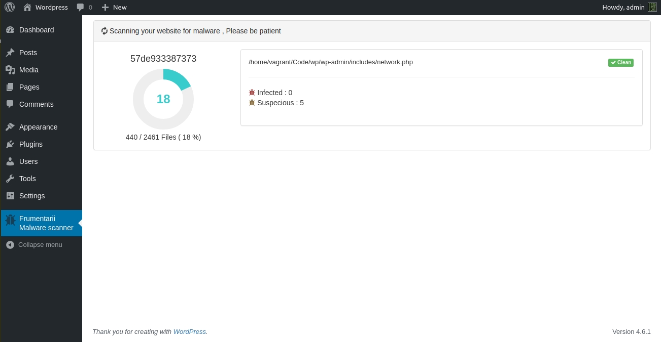 Frumentarii malware scanner in-progress.