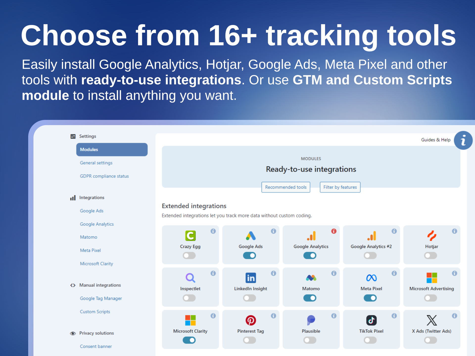 Install tracking and marketing tools